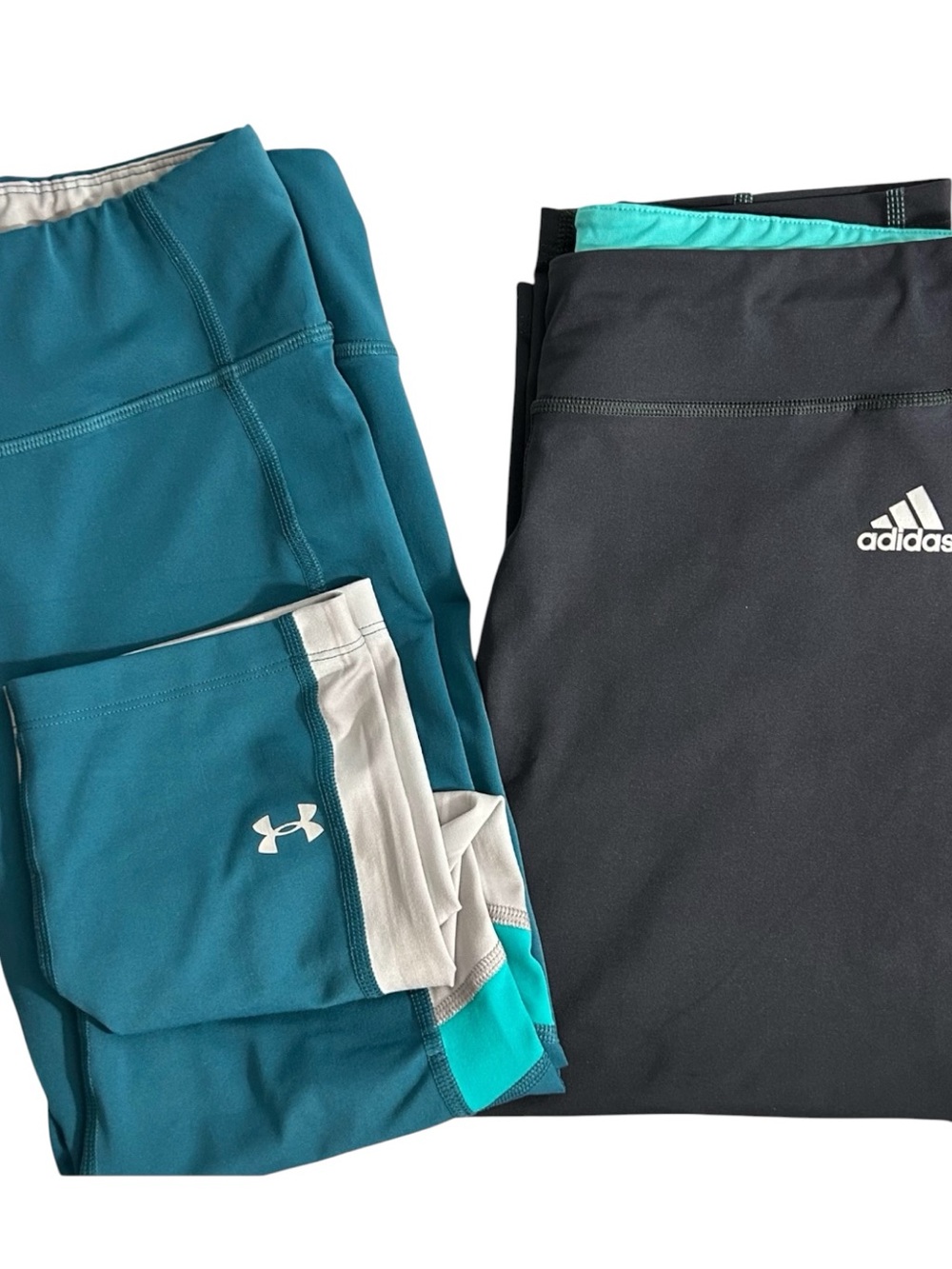 2 Piece Bundle Under Armour Teal & Adidas Black Leggings Size Medium